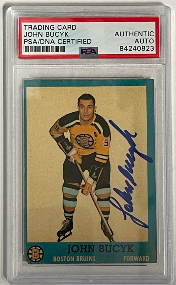 Johnny Bucyk Autographed 1962-63 Topps Card #11 (PSA)