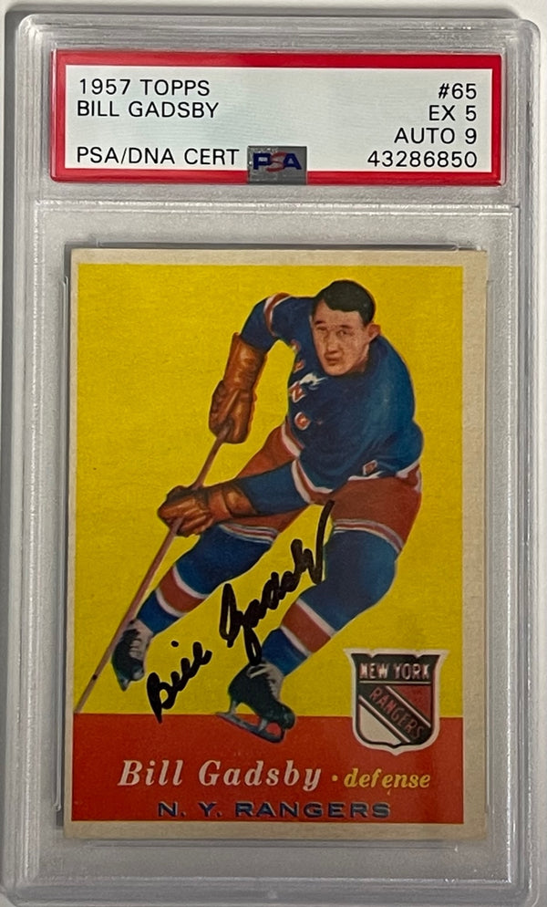 Bill Gadsby Autographed 1957-58 Topps Card #65 (PSA)