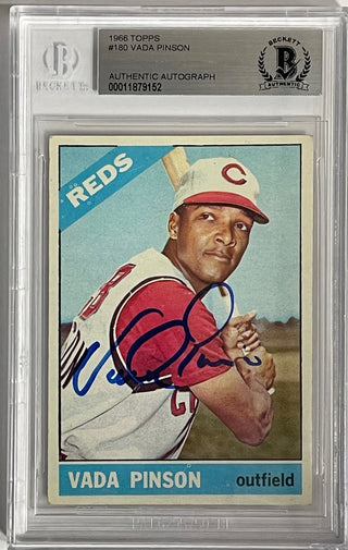 Vada Pinson autographed 1966 Topps Card #180 (Beckett)