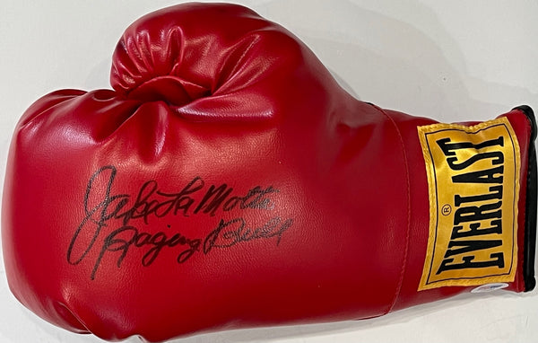 Jake LaMotta Autographed Red Everlast Left Boxing Glove (PSA)