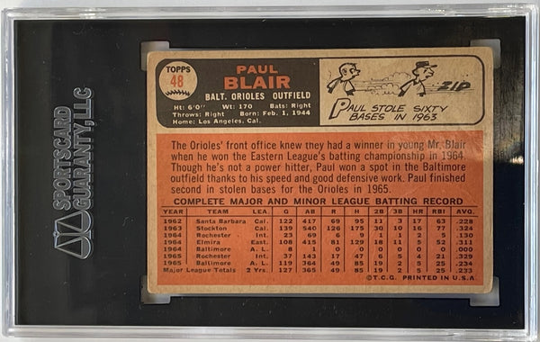 Paul Blair Autographed 1966 Topps Card #48 (SGC)