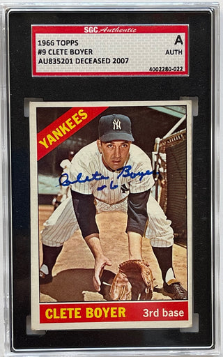 Clete Boyer Autographed 1966 Topps Card #9 (SGC)