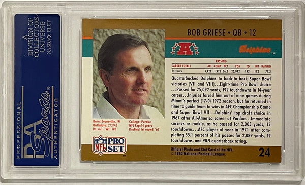 Bob Griese autographed 1990 Topps Card #24 (PSA)
