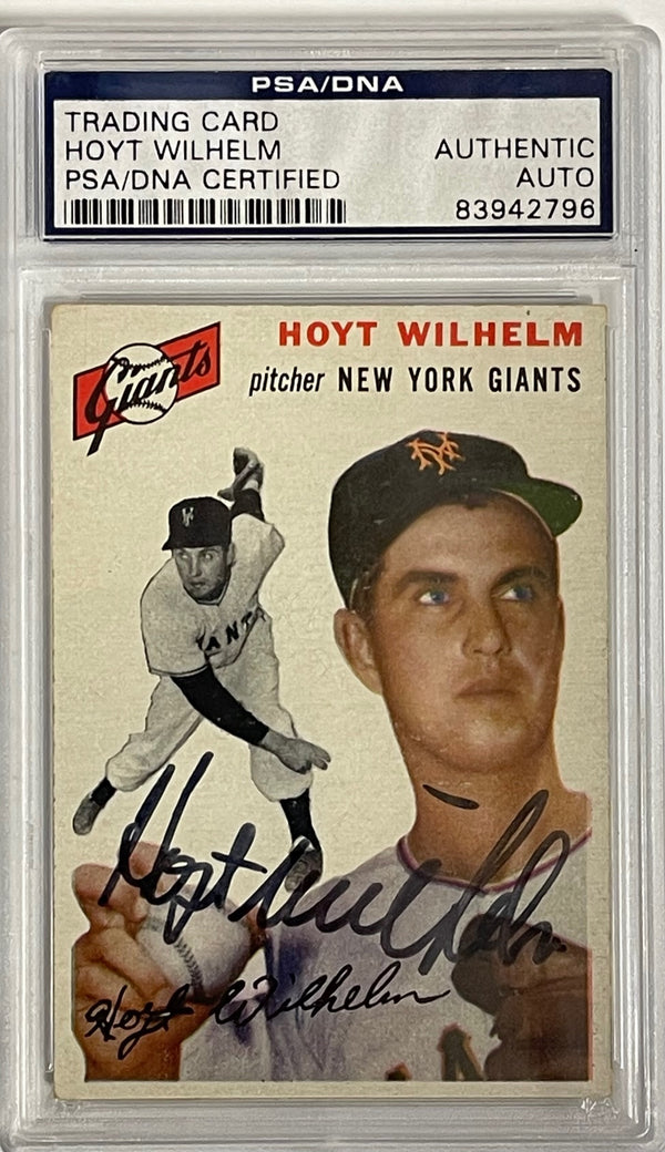 Hoyt Wilhelm Autographed 1954 Topps Card #36 (PSA)