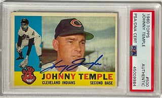 Johnny Temple Autographed 1960 Topps Card #500 (PSA)