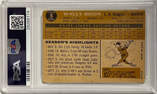 Wally Moon Autographed 1960 Topps Card #5 (PSA)