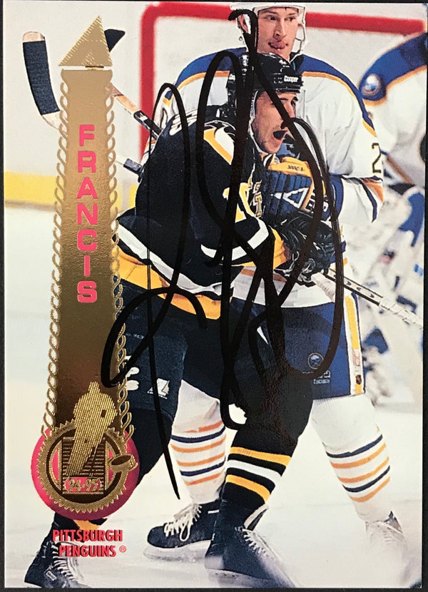 Ron Francis Autographed 1994-95 Pinnacle Card # 72 Pittsburgh Penguins