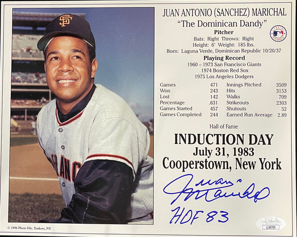 Juan Marichal Autographed 8x10 Baseball Photo Card (JSA)