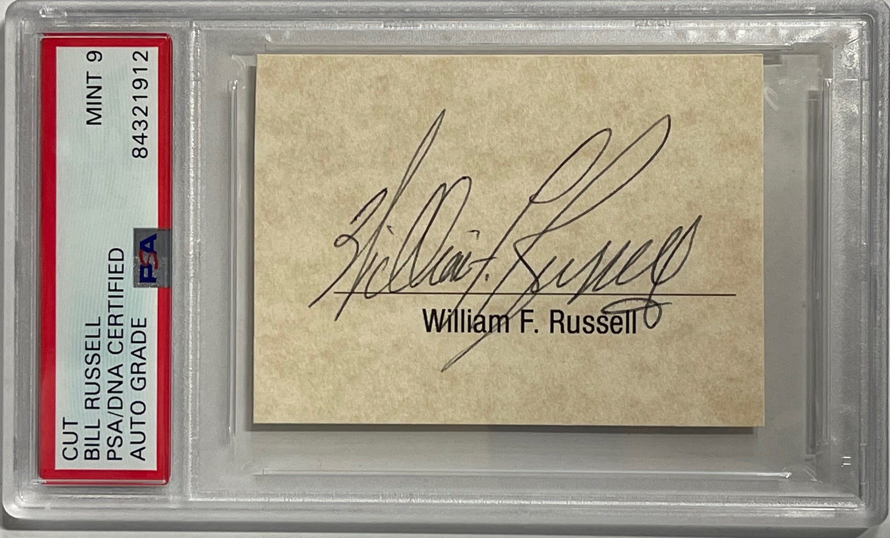 Bill Russell Autographed Full Name Cut Signature PSA Mint 9 | Hollywood ...