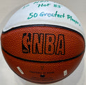 Sam Jones Autographed Spalding White Panel Mini Basketball