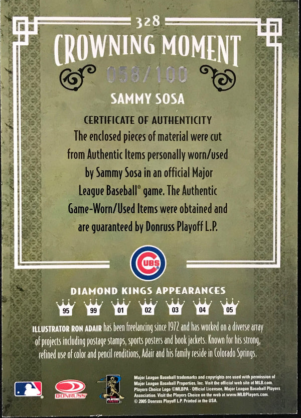 Sammy Sosa Unsigned 2005 Donruss Diamond Kings Card #328