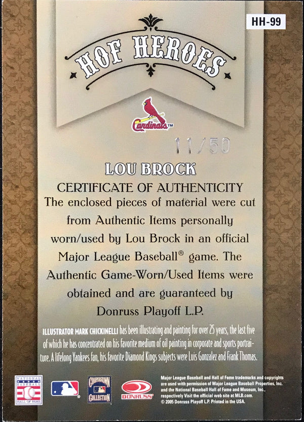 Lou Brock Unsigned 2005 Donruss Diamond Kings Card
