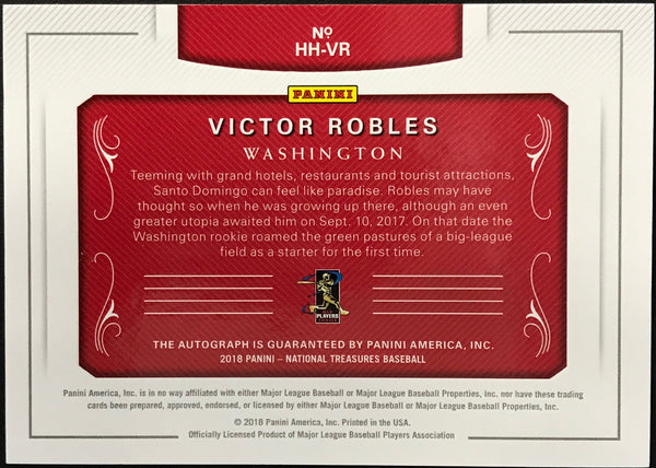 Victor Robles Autographed 2018 Panini National Treasures Hometown Heroes Card