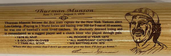 Thurman Munson unsigned Where It All Began Commemorative Bat MLB #190/250