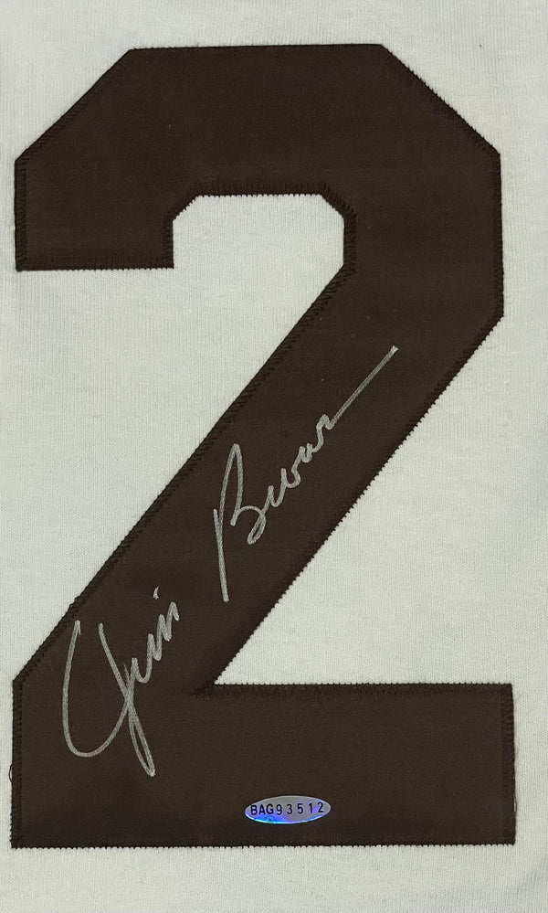 Jim Brown Autographed Cleveland Browns Embroidered Jersey #20/32 (UDA)