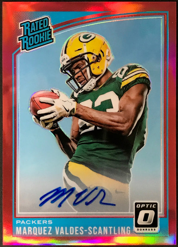 Marquez Valdes-Scantling Autographed 2018 Panini Optic Football Rookie Card #186