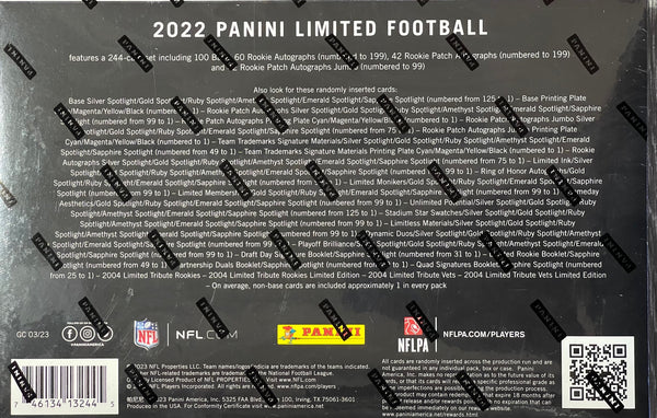2022 Panini Limited Football Hobby Box