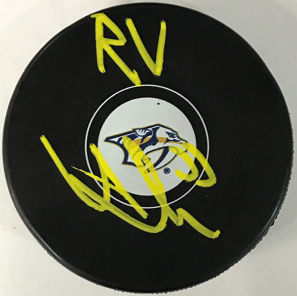 Viktor Arvidsson Autographed Nashville Predators Puck (JSA)