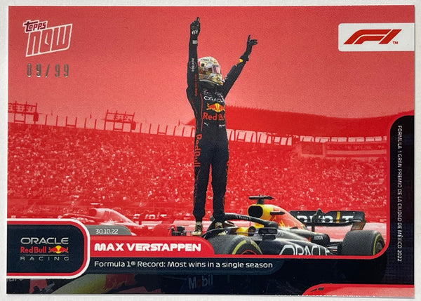 Max Verstappen 2022 Topps Now Formula 1 F1 Racing Card #73 Red #89/99 RARE