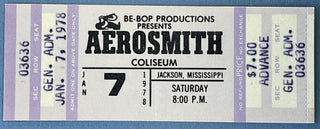 Aerosmith January 7 1978 Coliseum Jackson MS. Concert Ticket Stub