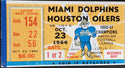 1966 Miami Dolphins @ Houston Oilers Inaugural Season 1st Road win Ticket Stub