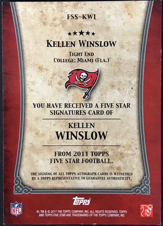 Kellen Winslow Autographed 2011 Topps Five Star Card