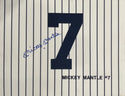 Mickey Mantle Autographed 14x18 New York Yankees Jersey Swatch (Beckett)