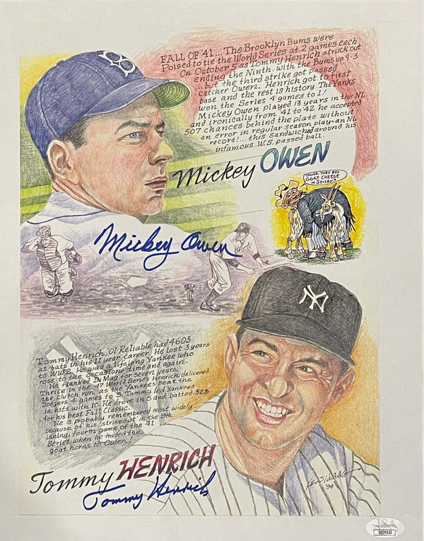 Mickey Owen & Tommy Henrich Autographed 11x14 Litho (JSA)
