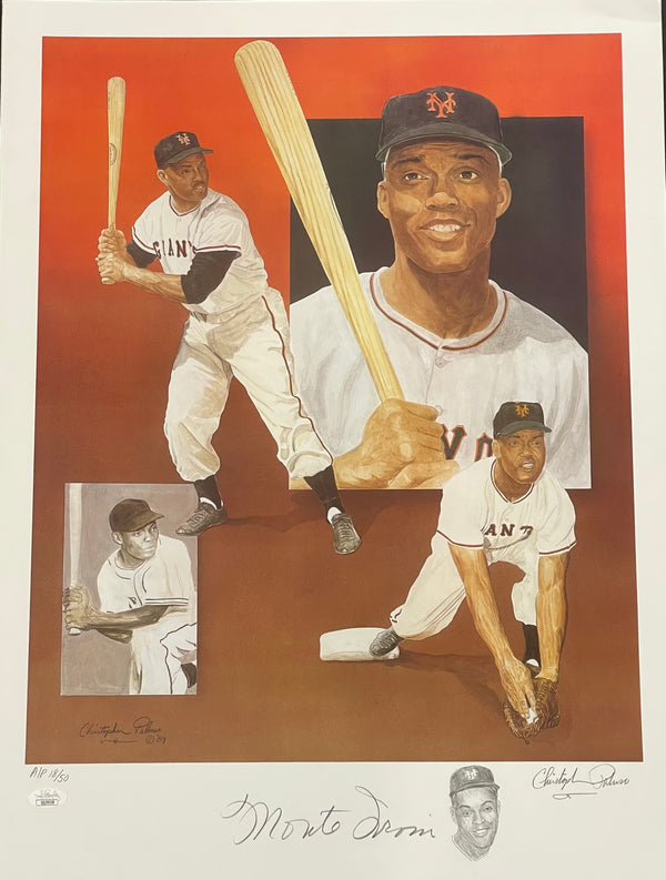 Monte Irvin & Christopher Paluso Signed18x24 Artist Proof Lithograph 18/50 (JSA)