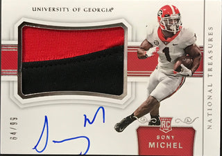 Sony Michel Autographed 2018 Panini National Treasures Collegiate Patch Card