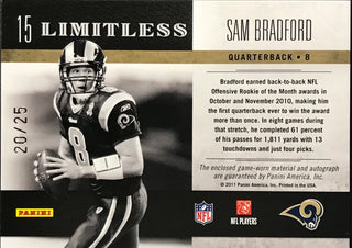 Sam Bradford Autographed 2011 Panini Limitless Card