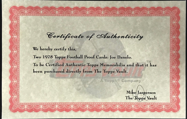 1978 Topps Football Proof Card Joe Danelo New York Giants