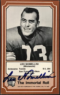 Leo Nomellini Autographed 1974 Fleer Immortal Roll Football Card #38