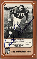 Art Donovan Autographed 1974 Fleer Immortal Roll Football Card #25