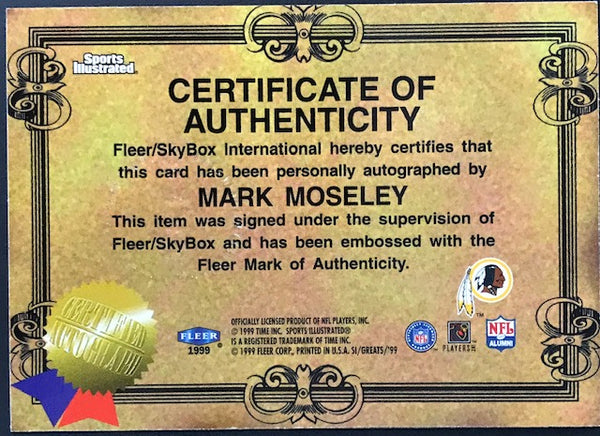 Mark Mosley Autographed 1999 Fleer Card