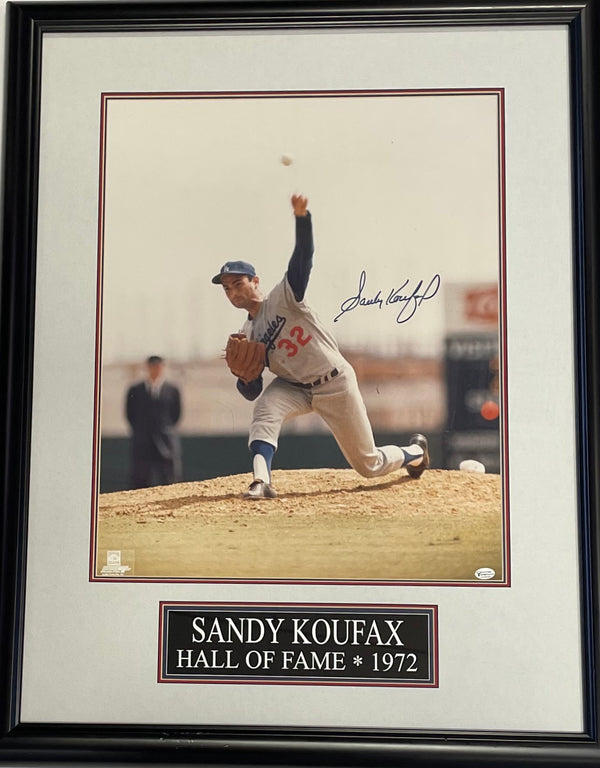 Sandy Koufax Autographed Framed 16x20 Photo (JSA)