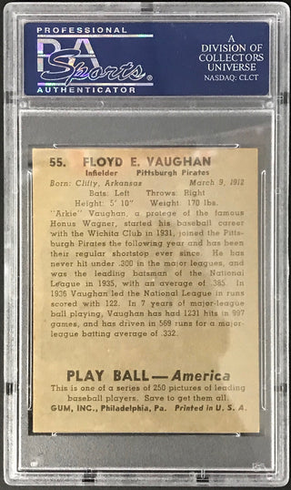 Arky Vaughan 1939 Play Ball Card #55 PSA Graded 5.5