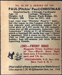Paul Christman 1948 Bowman Football Card No 44