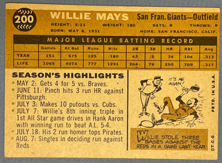 Willie Mays 1960 Topps Baseball Card #200