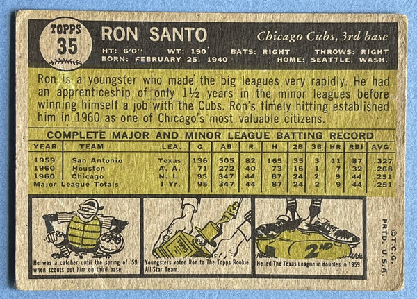 Ron Santo 1961 Topps Baseball Card #35