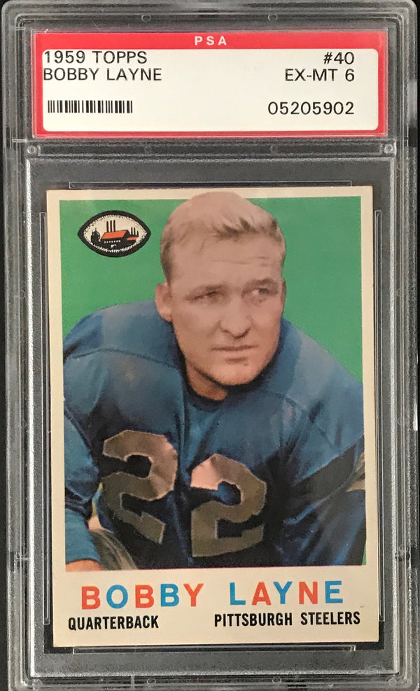 Bobby Layne 1959 Topps Card No 40 (PSA)