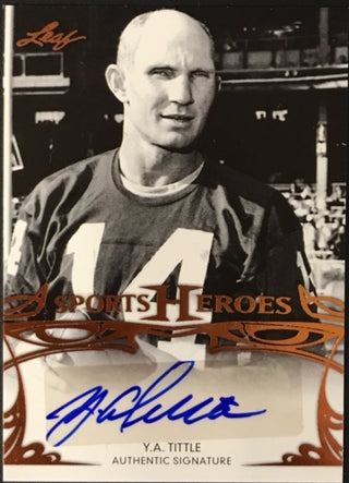 Y.A. Tittle Autographed 2013 Leaf Sports Hero Card