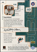 Dick Anderson Autographed 1999 Upper Deck SP Signature Card