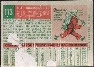 Bill Monbouquette Autographed 1959 Topps Baseball Card