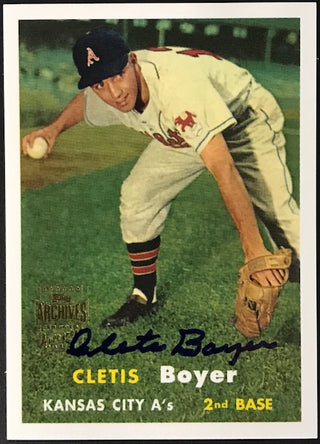 Clete Boyer 2001 Autographed (1957) Topps Archives Card