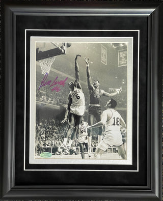 Bill Russell Autographed 8x10 Framed Photo Blocking Wilt Chamberlain