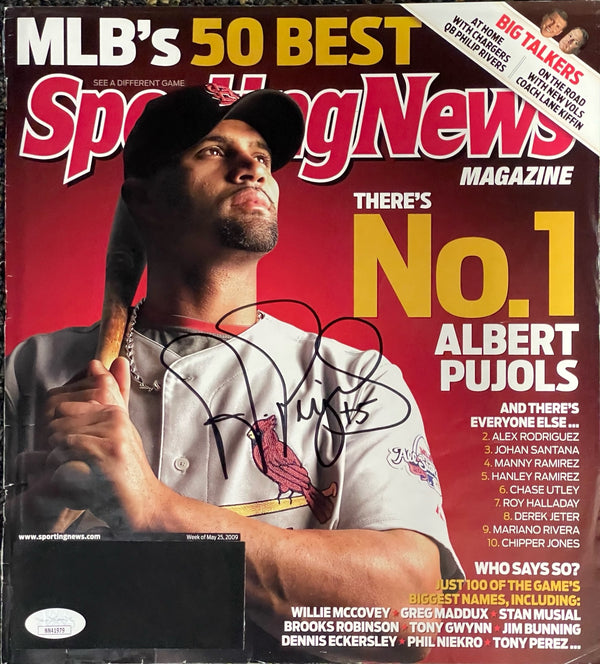 Albert Pujols Autographed Sporting News Magazine Page (JSA)
