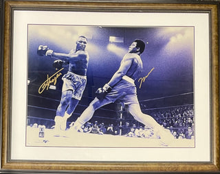 Muhammad Ali & Joe Frazier Autographed Framed 30x40 Photo (JSA)