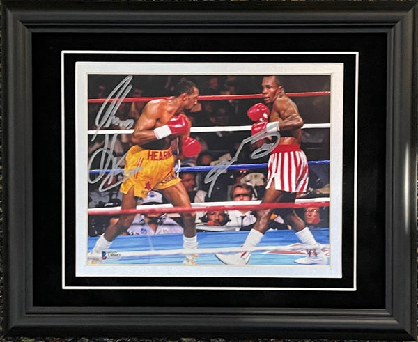 Sugar Ray Leonard & Thomas Hearns Autographed 8x10 Framed Boxing Photo