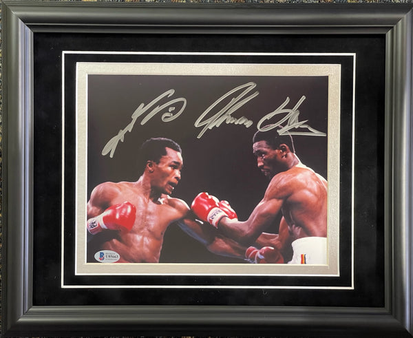 Sugar Ray Leonard & Thomas Hearns Signed 8x10 Framed Boxing Photo (Beckett)